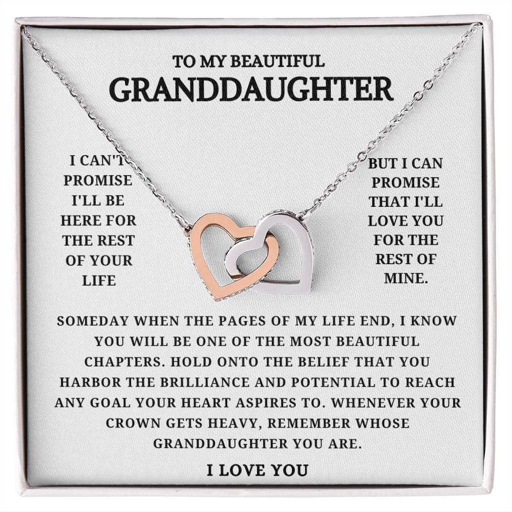 To my Beautiful Granddaughter Interlocking Heart Necklace