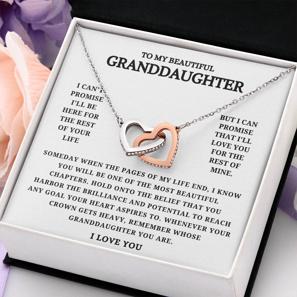 To my Beautiful Granddaughter Interlocking Heart Necklace