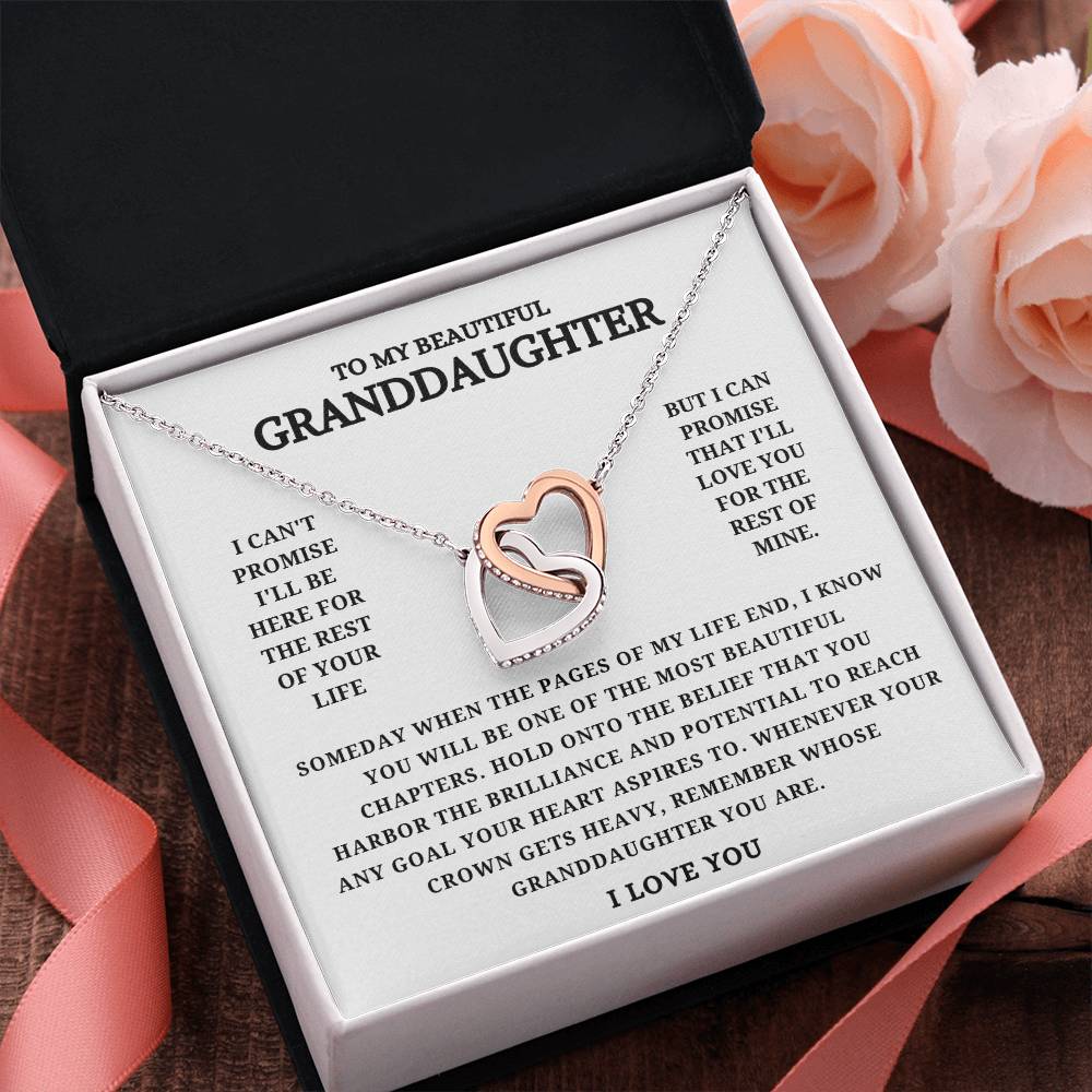 To my Beautiful Granddaughter Interlocking Heart Necklace