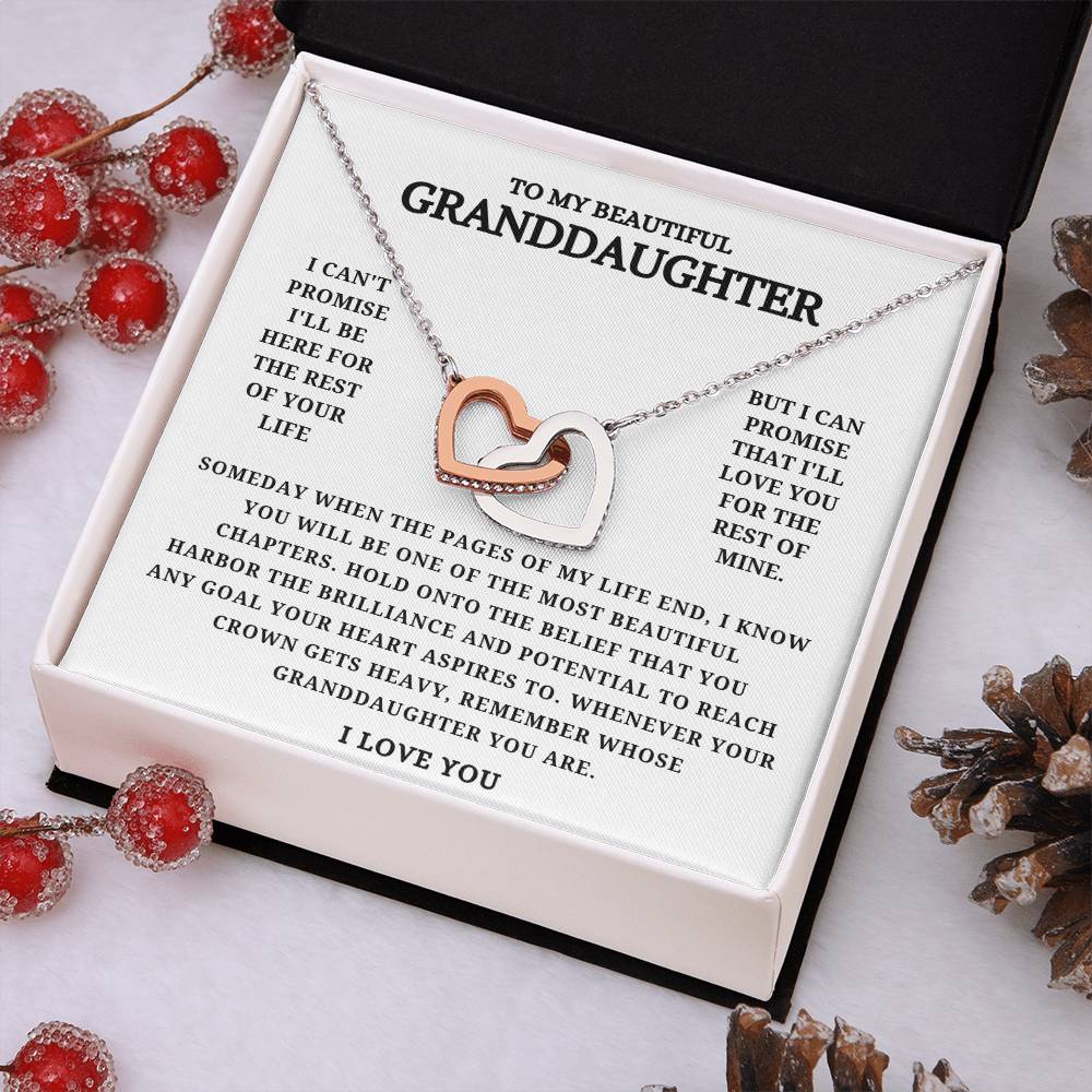 To my Beautiful Granddaughter Interlocking Heart Necklace