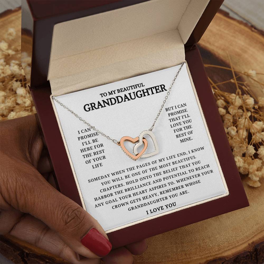 To my Beautiful Granddaughter Interlocking Heart Necklace