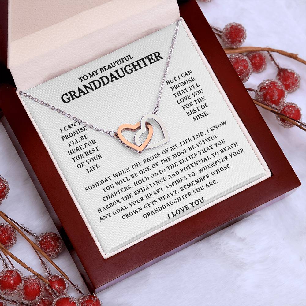 To my Beautiful Granddaughter Interlocking Heart Necklace