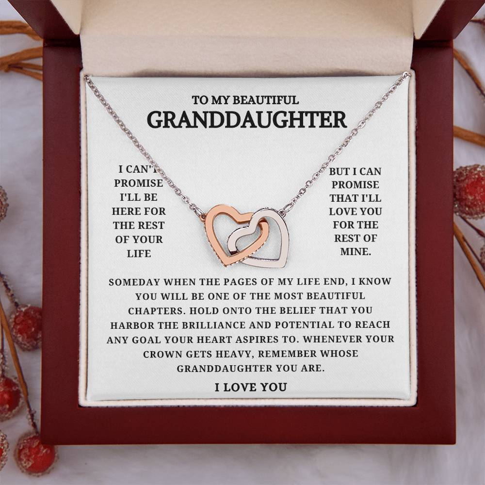 To my Beautiful Granddaughter Interlocking Heart Necklace