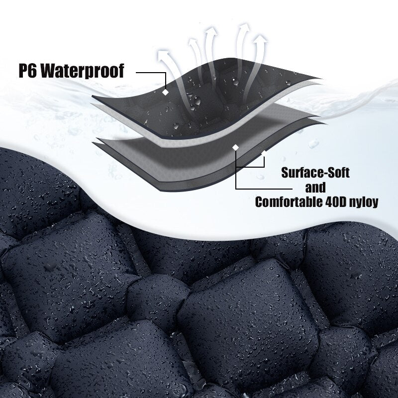 Outdoor Camping Inflatable Mattress Sleeping Pad with Pillows Ultralight Air Mat Built in Inflator Pump Hiking