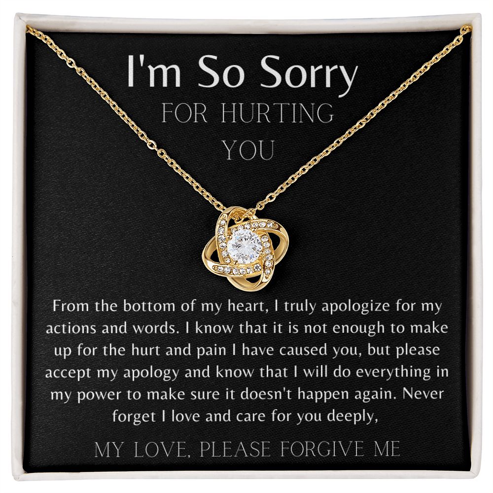 I'm So Sorry blk Love Knot Necklace