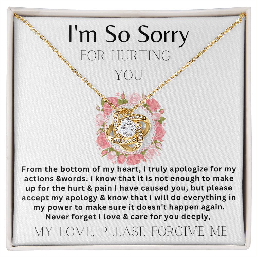 I'm so sorry( white) love knot necklace