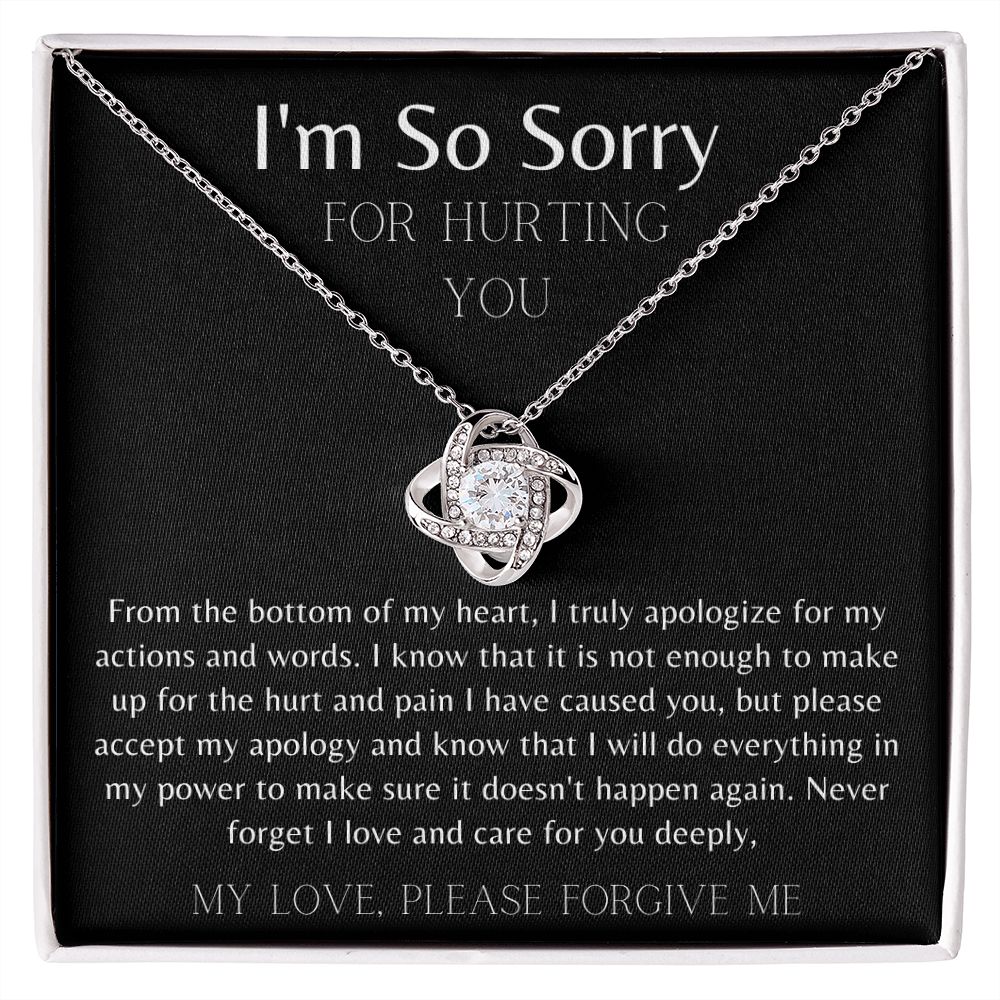 I'm So Sorry blk Love Knot Necklace