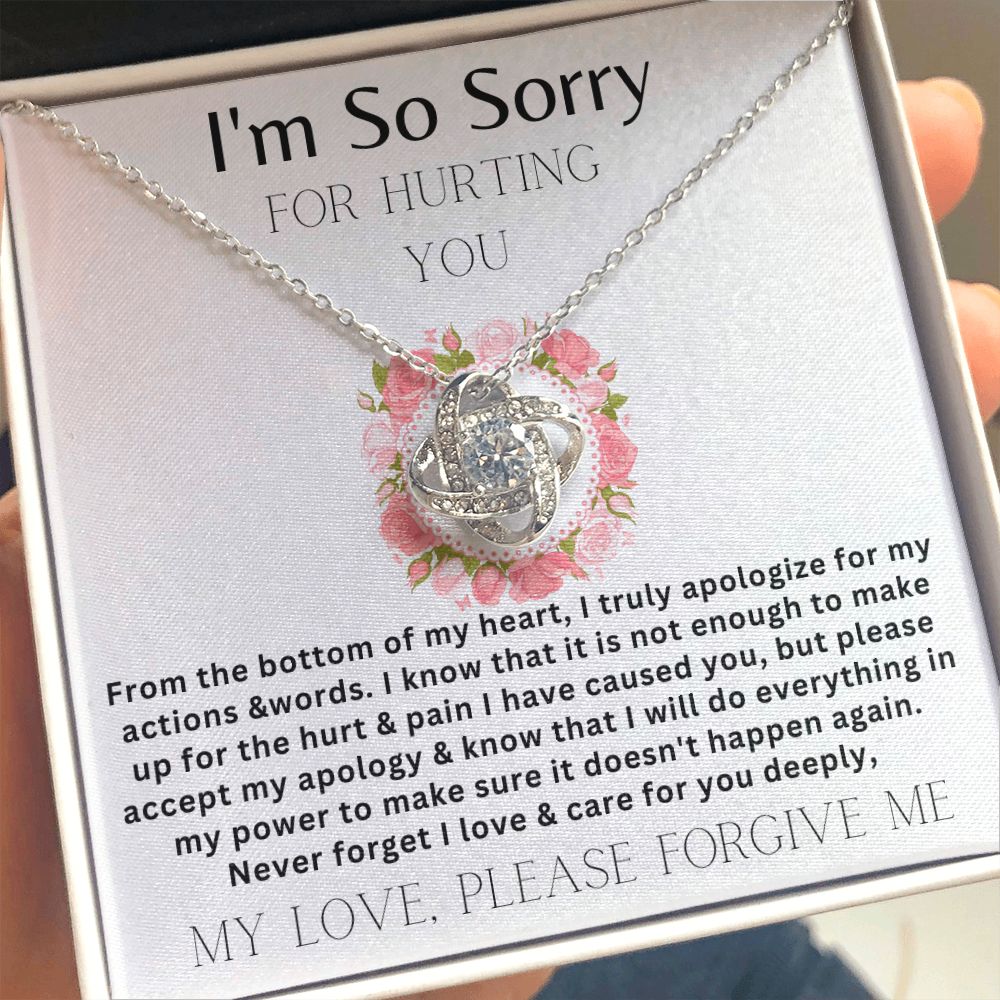 I'm so sorry( white) love knot necklace