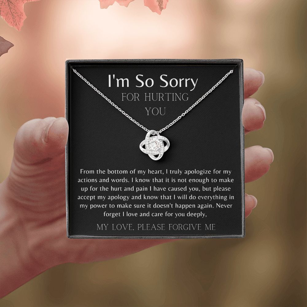 I'm So Sorry blk Love Knot Necklace