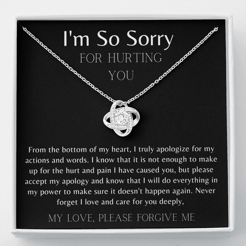 I'm So Sorry blk Love Knot Necklace