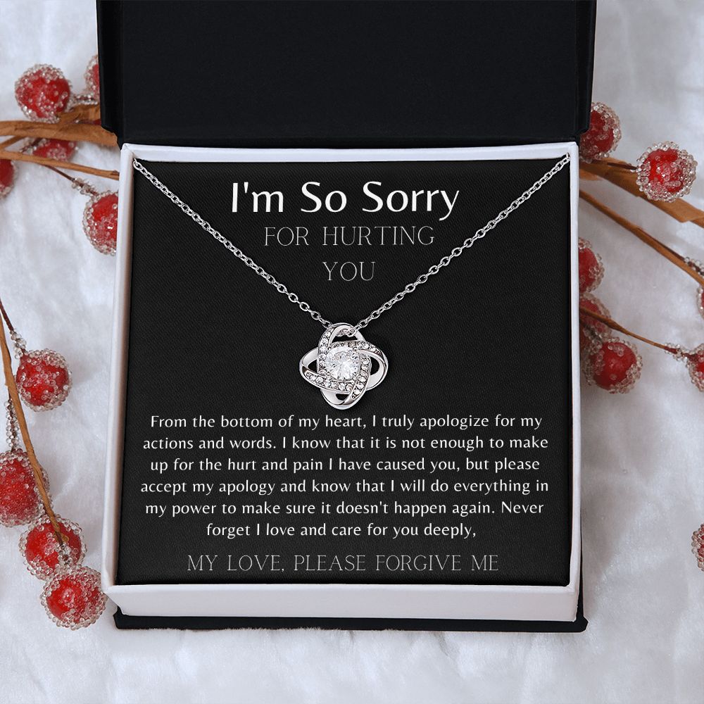 I'm So Sorry blk Love Knot Necklace