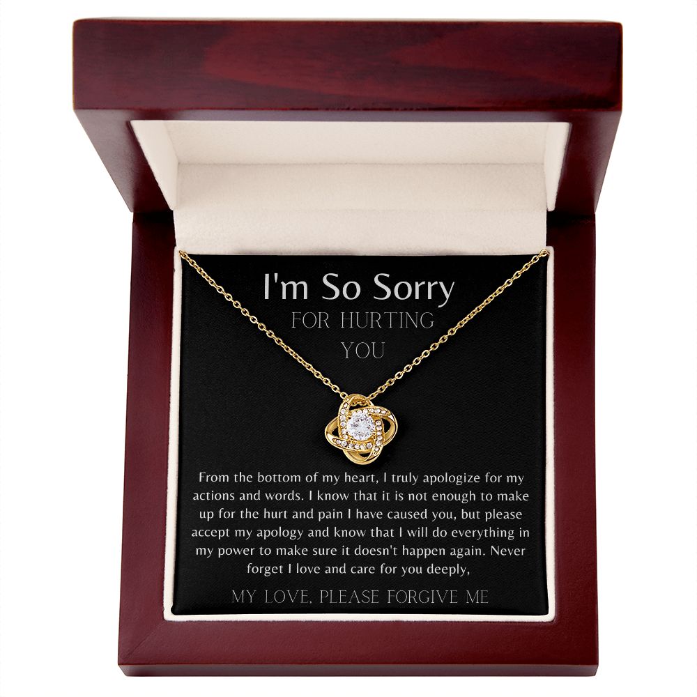 I'm So Sorry blk Love Knot Necklace