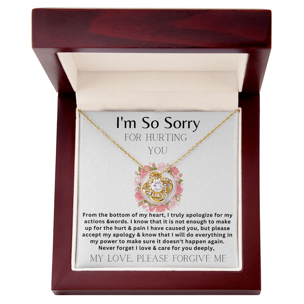 I'm so sorry( white) love knot necklace