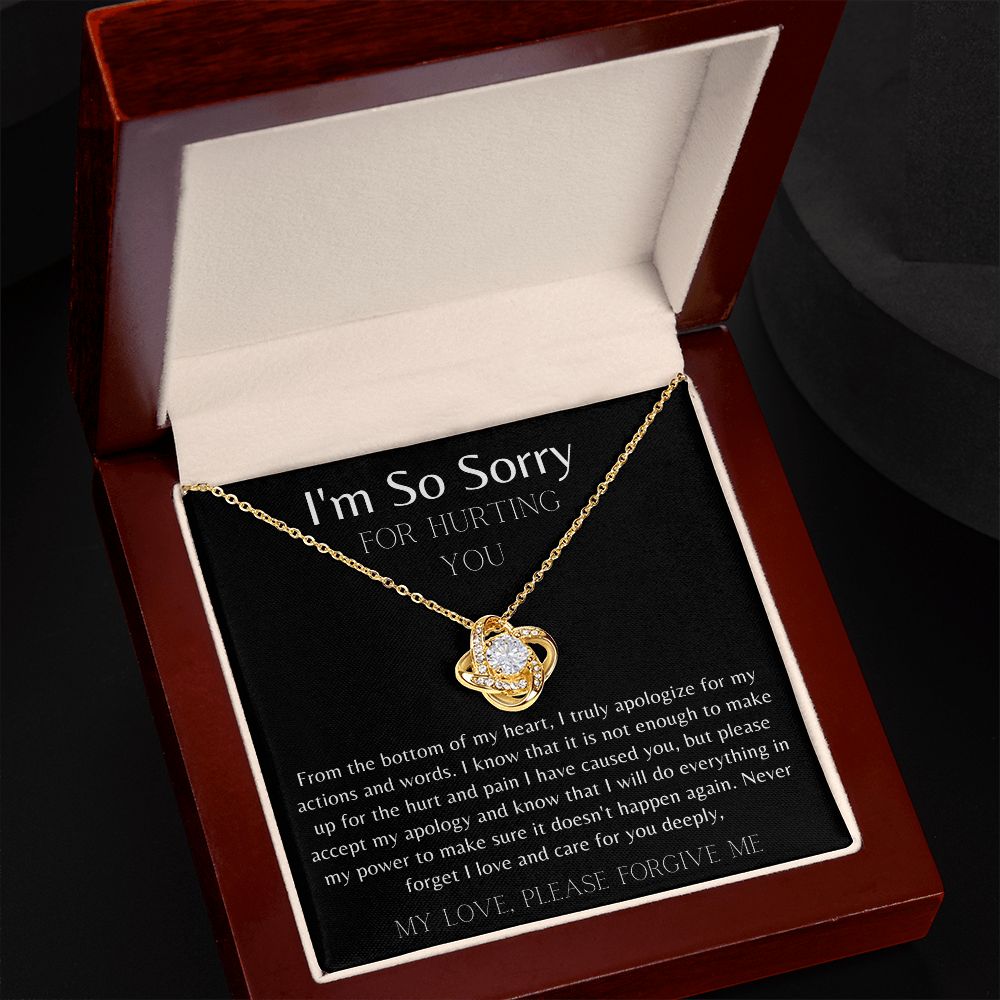 I'm So Sorry blk Love Knot Necklace
