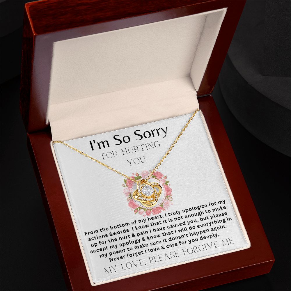 I'm so sorry( white) love knot necklace