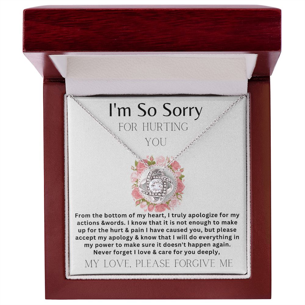 I'm so sorry( white) love knot necklace