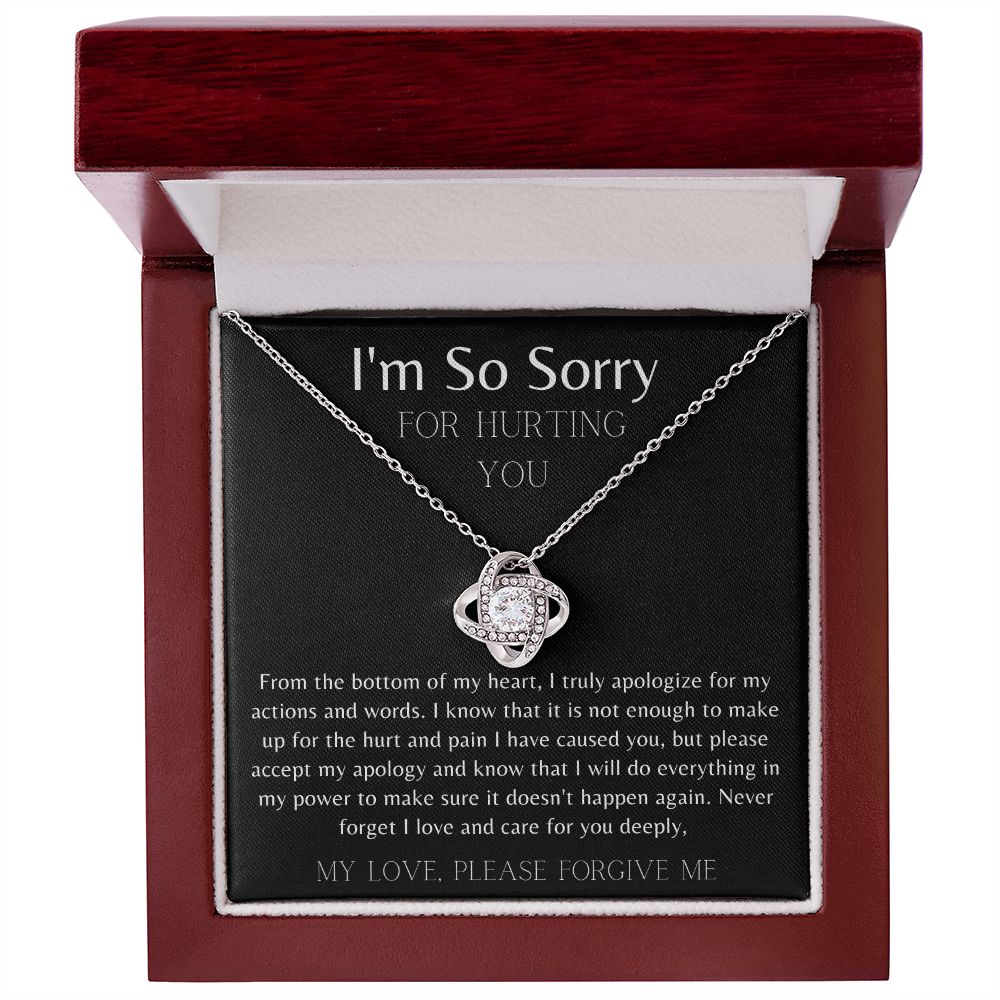 I'm So Sorry blk Love Knot Necklace