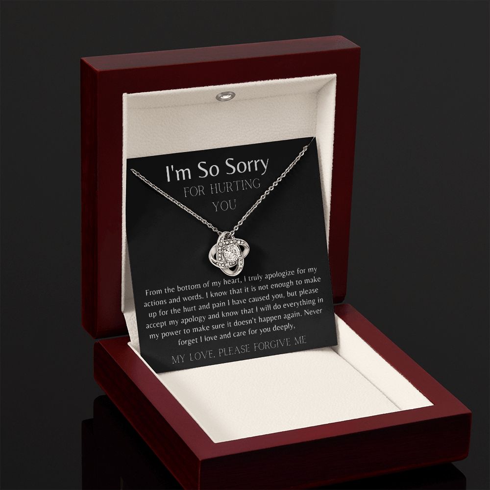 I'm So Sorry blk Love Knot Necklace